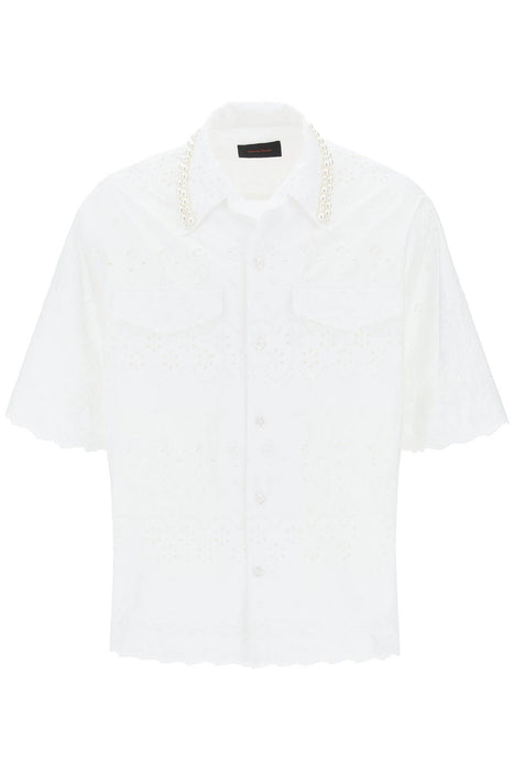 SIMONE ROCHA "scalloped lace shirt with pearl
