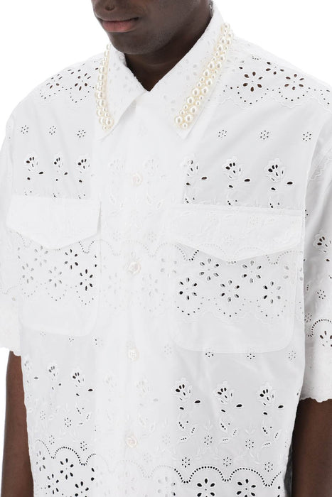 SIMONE ROCHA "scalloped lace shirt with pearl
