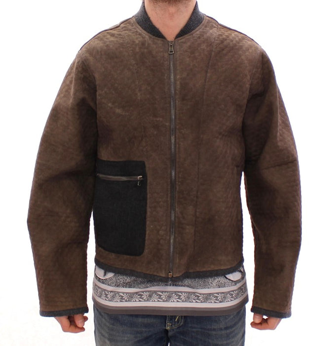 Dolce & Gabbana Elegant Leather & Wool Blend Jacket