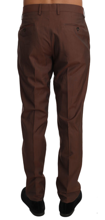 Dolce & Gabbana Elegant Brown Wool-Silk Formal Pants