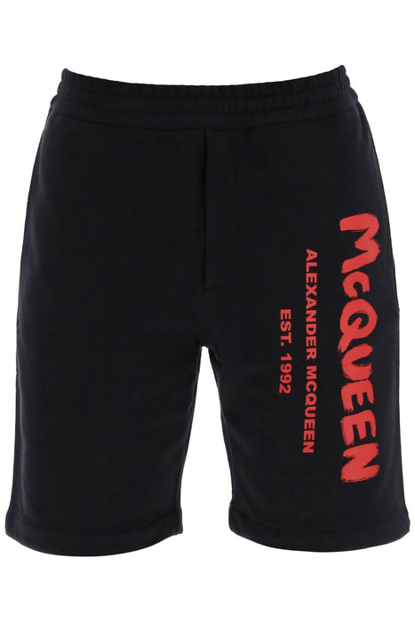 ALEXANDER MCQUEEN jersey graffiti sweatshorts