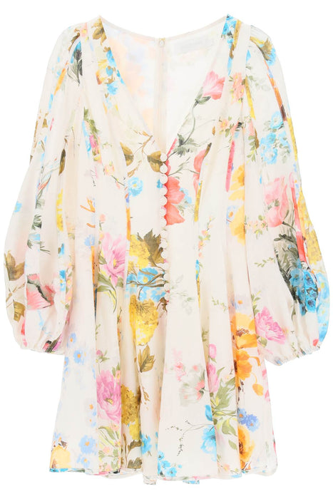 Zimmermann 'halcyon' mini dress in linen with floral motif