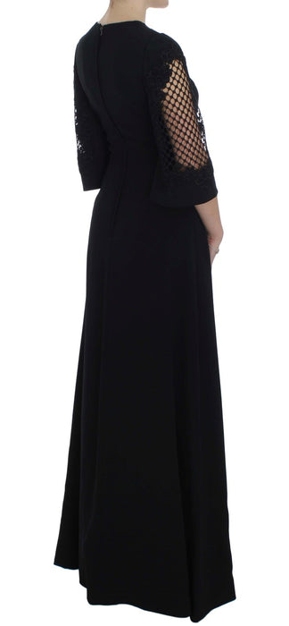 Dolce & Gabbana Elegant Black Wool Cutout Maxi Dress