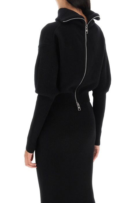 ALEXANDER MCQUEEN cropped funnel-neck sweater in wool and cashmere