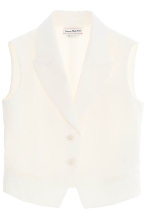ALEXANDER MCQUEEN cropped viscose twill vest for
