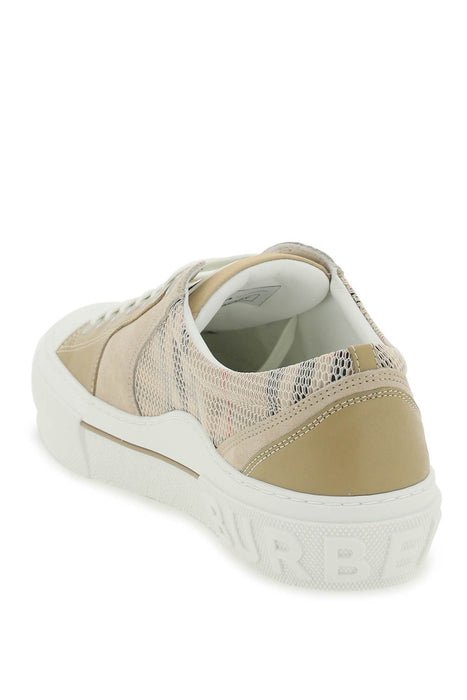 BURBERRY vintage check &amp; leather sneakers