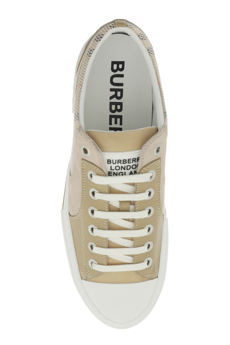 BURBERRY vintage check &amp; leather sneakers