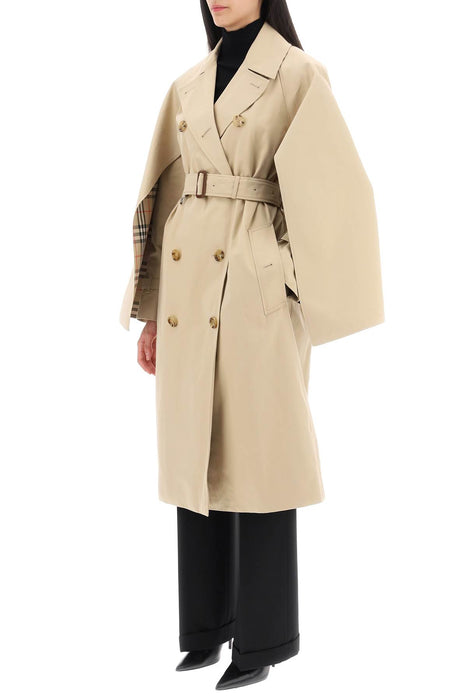BURBERRY ness' double-breasted raincoat in cotton gabardine