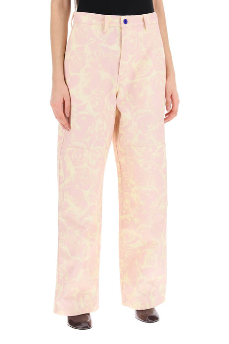 BURBERRY "rose print canvas workwear pants"