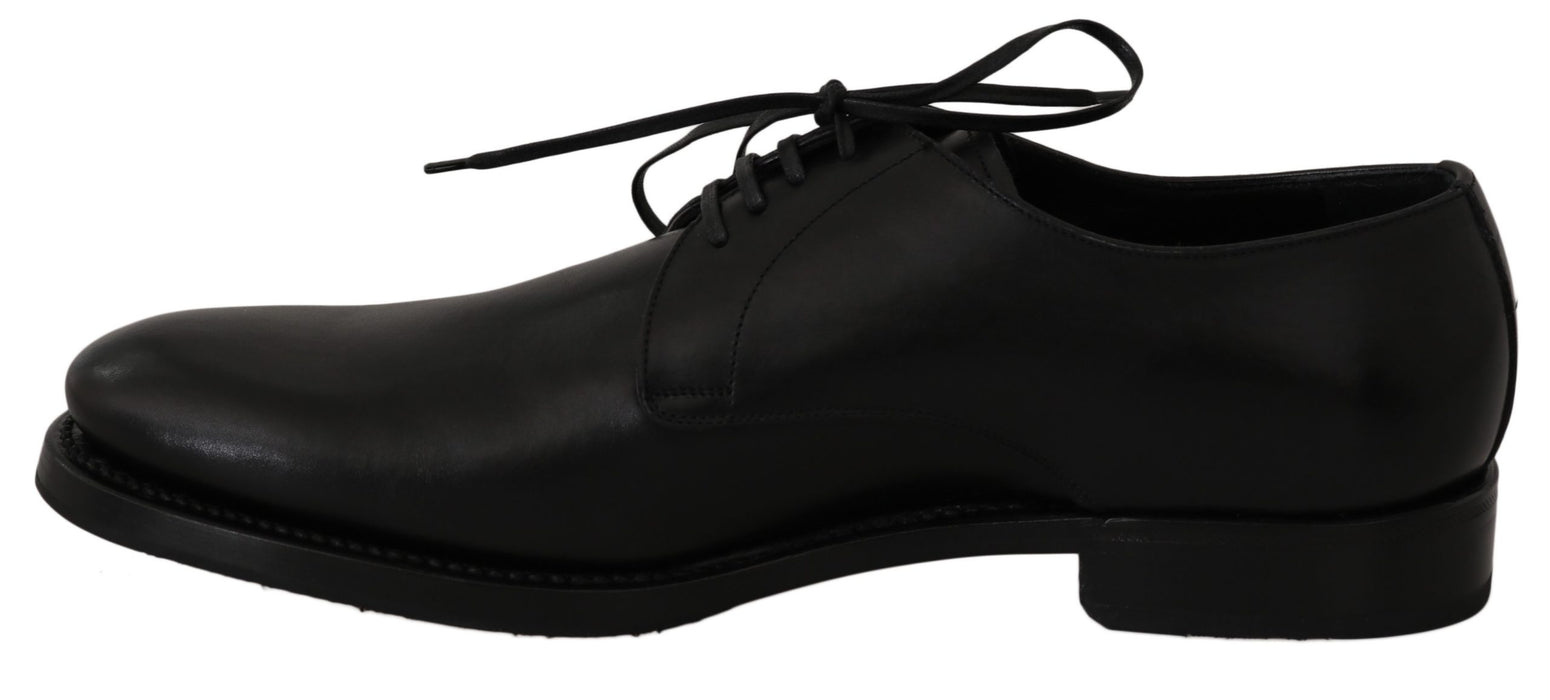 Dolce & Gabbana Elegant Black Leather Derby Dress Shoes