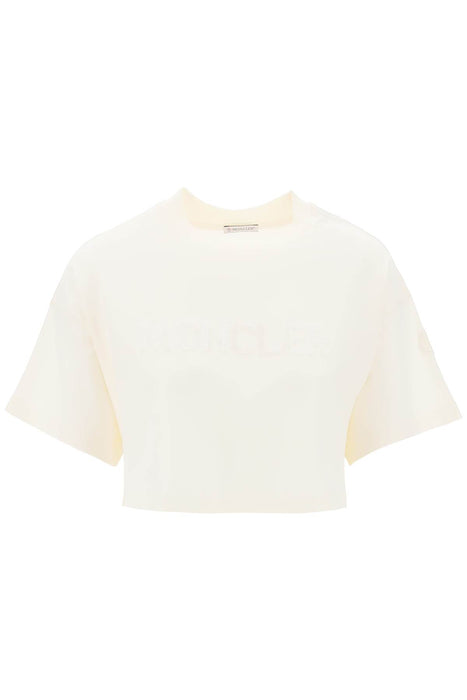 MONCLER cropped t-shirt with sequin logo