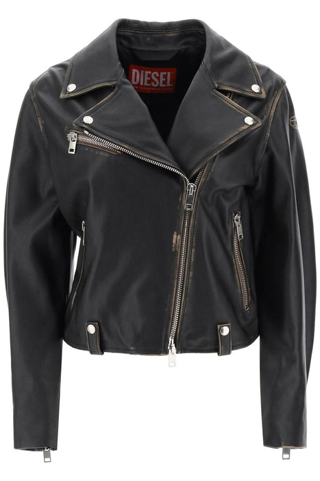 DIESEL l-edmea' lamb leather biker jacket