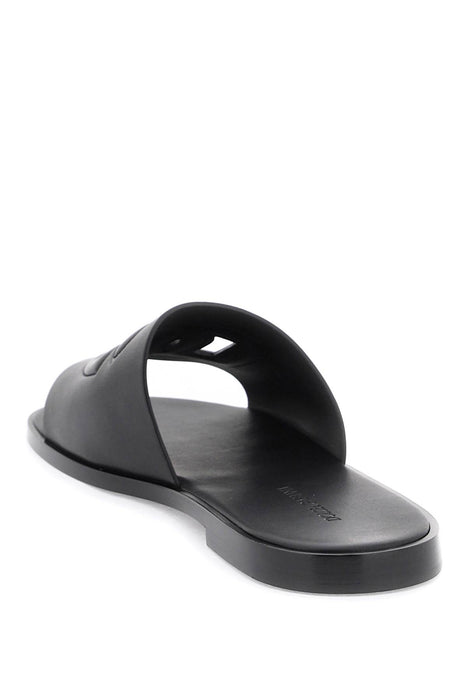 DOLCE & GABBANA leather slides with dg cut-out