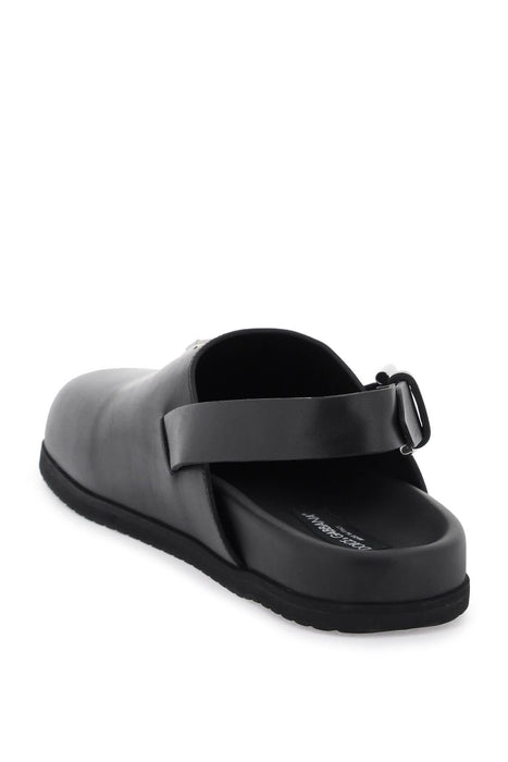 DOLCE & GABBANA leather clogs with logo plate