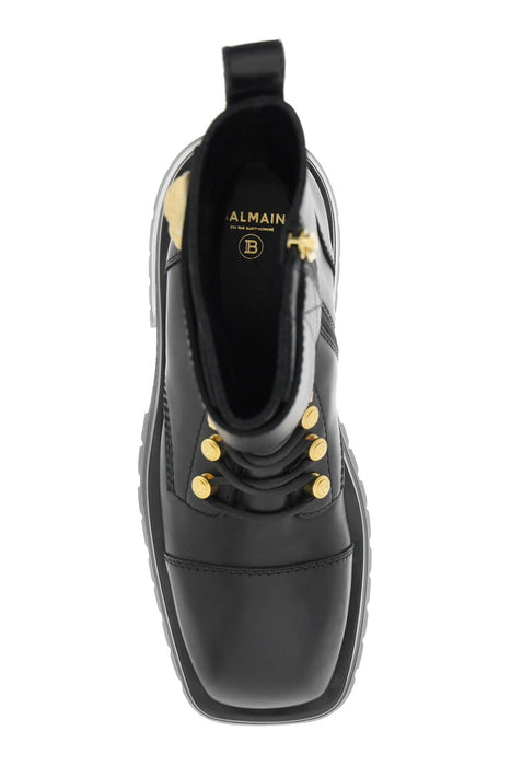 BALMAIN leather ranger boots with maxi buttons