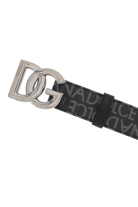 DOLCE & GABBANA coated jacquard logo belt with dg buckle