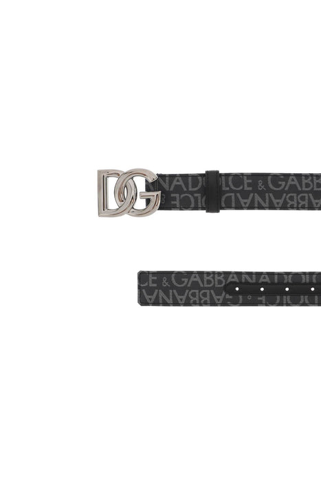 DOLCE & GABBANA coated jacquard logo belt with dg buckle