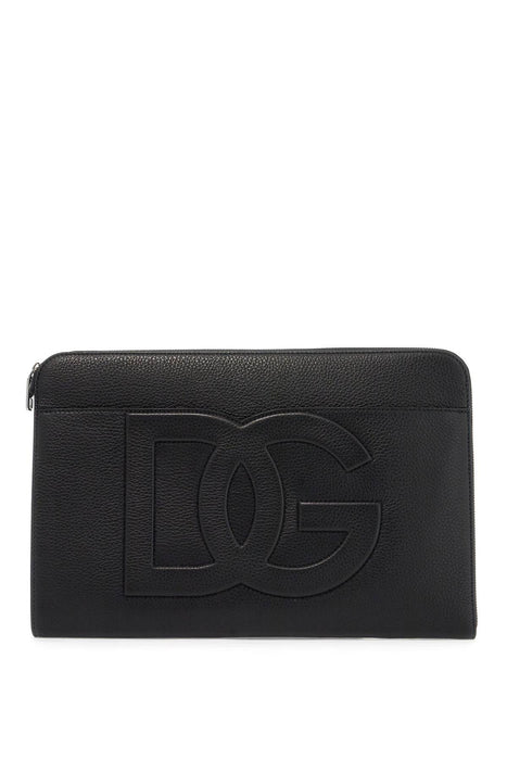 DOLCE & GABBANA large hammered leather pouch