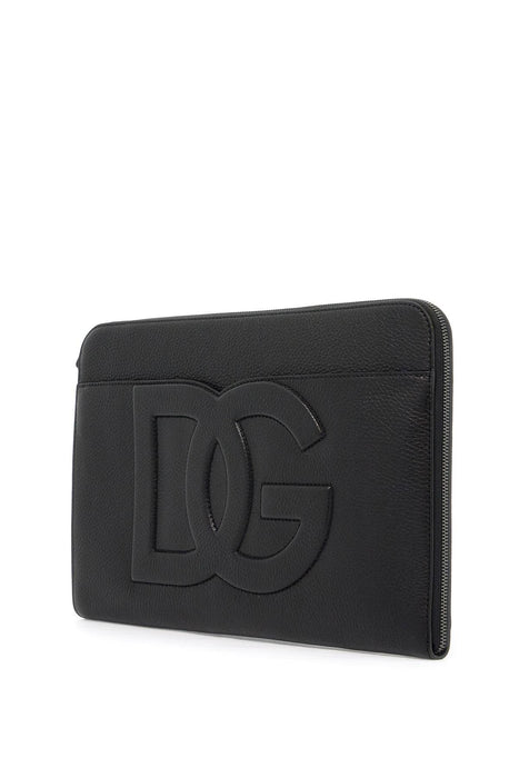 DOLCE & GABBANA large hammered leather pouch