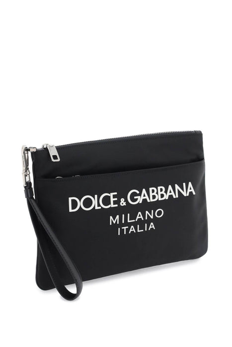 DOLCE & GABBANA nylon pouch with rubberized logo