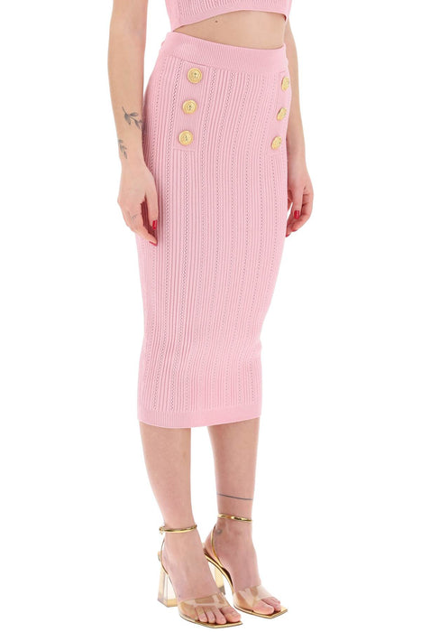 BALMAIN "knitted midi skirt with embossed