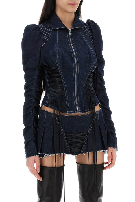 DILARA FINDIKOGLU denim jacket with corset detailing