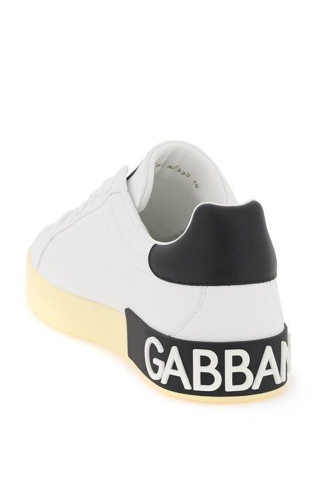 DOLCE & GABBANA leather portofino sneakers with dg logo
