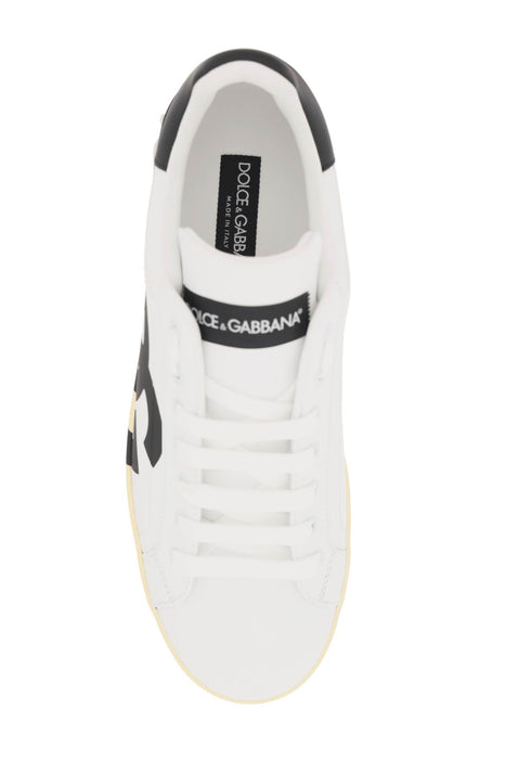 DOLCE & GABBANA leather portofino sneakers with dg logo