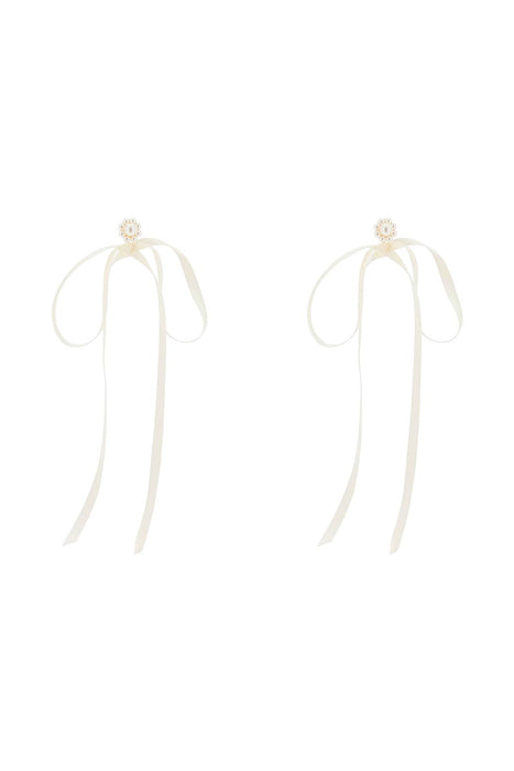 SIMONE ROCHA button pearl earrings with bow detail.