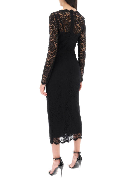 DOLCE & GABBANA midi dress in floral chantilly lace