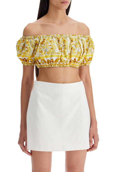 DOLCE & GABBANA maiolica print poplin crop