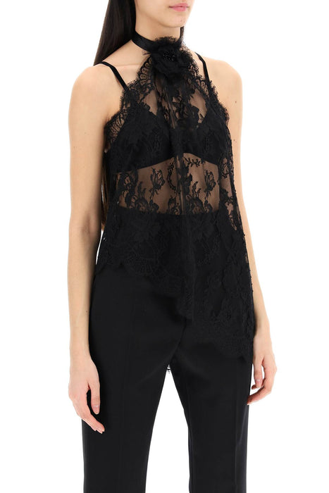DOLCE & GABBANA "chantilly lace top with flower detail
