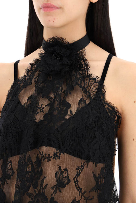 DOLCE & GABBANA "chantilly lace top with flower detail