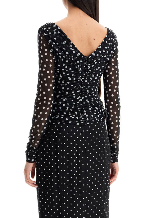 DOLCE & GABBANA polka dot draped top with