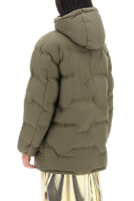 GANNI midi puffer jacket with detachable hood