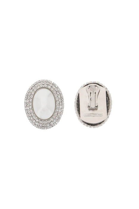 ALESSANDRA RICH oval earrings with pearl and crystals