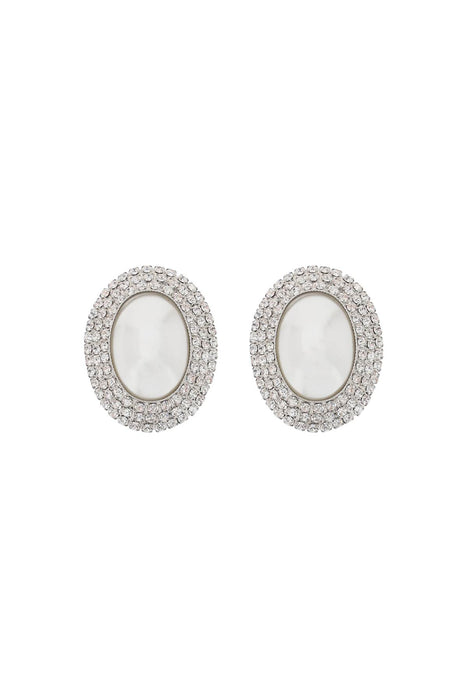 ALESSANDRA RICH oval earrings with pearl and crystals