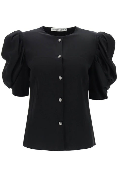 ALESSANDRA RICH envers satin blouse with bouffant sleeves