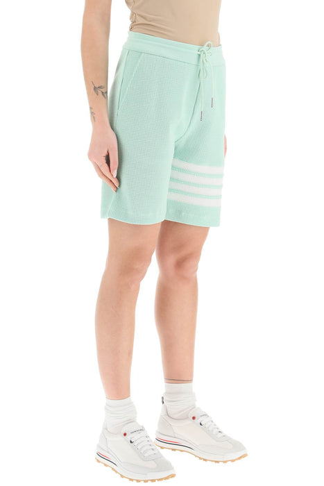 THOM BROWNE 4-bar shorts in waffle jersey
