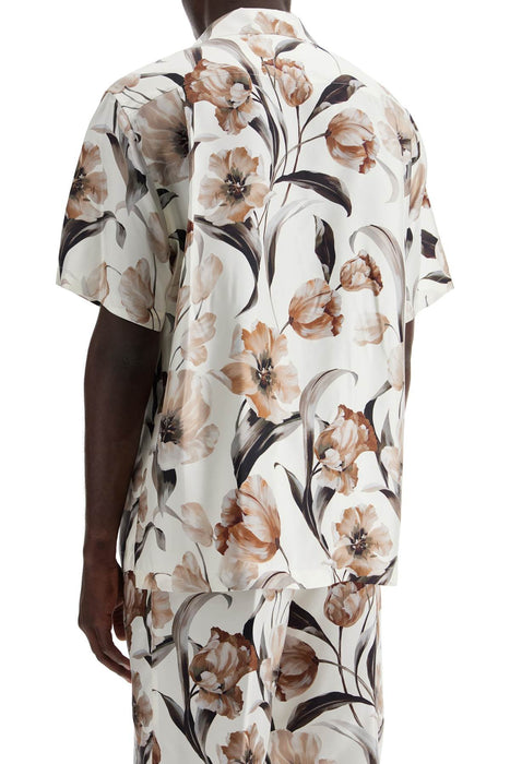 DOLCE & GABBANA silk tulip print hawaiian shirt set