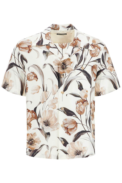 DOLCE & GABBANA silk tulip print hawaiian shirt set