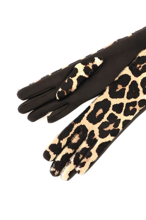 DRIES VAN NOTEN leopard-print calf hair gloves