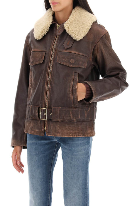 GOLDEN GOOSE ilaria' calf-leather biker jacket