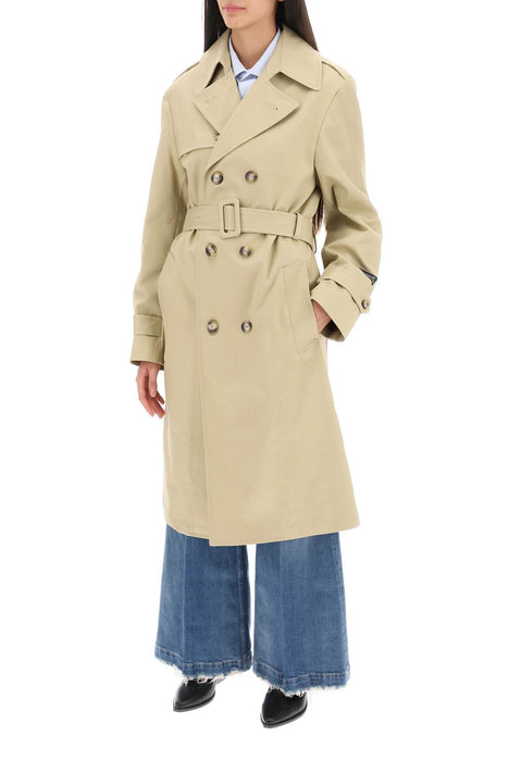 HOMME GIRLS cotton double-breasted trench coat