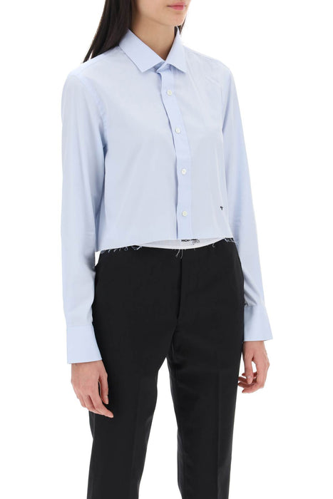 HOMME GIRLS cotton twill cropped shirt
