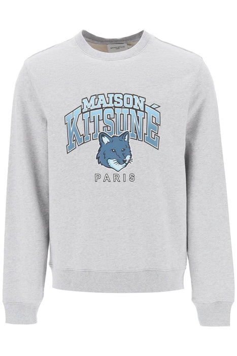 Maison kitsune crew-neck sweatshirt with campus fox print