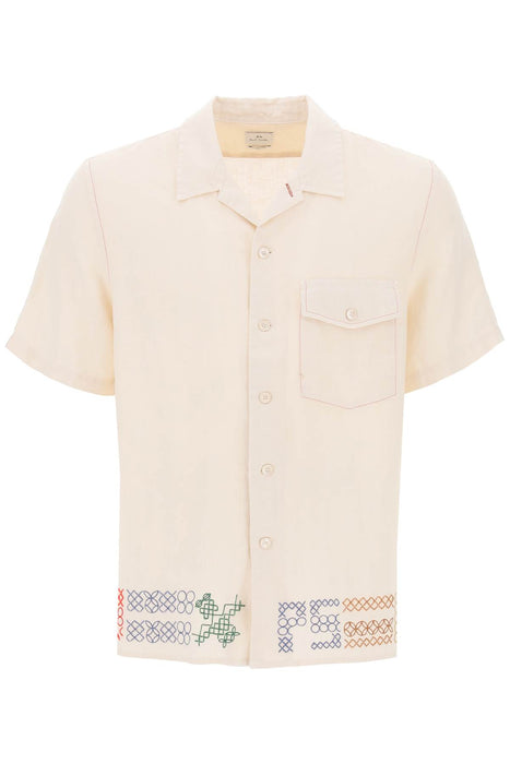 PS PAUL SMITH bowling shirt with cross-stitch embroidery details