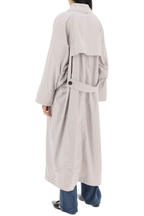 BRUNELLO CUCINELLI double-breasted trench coat with shiny cuff details