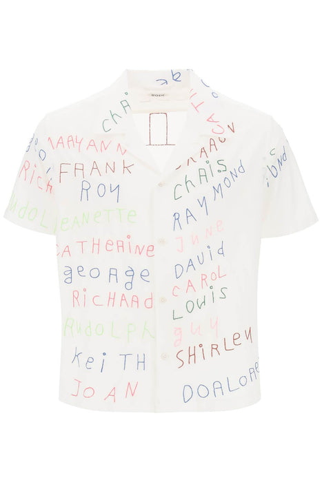 BODE familial bowling shirt with lettering embroideries