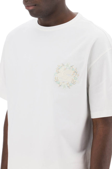 ETRO floral pegasus embroidered t-shirt